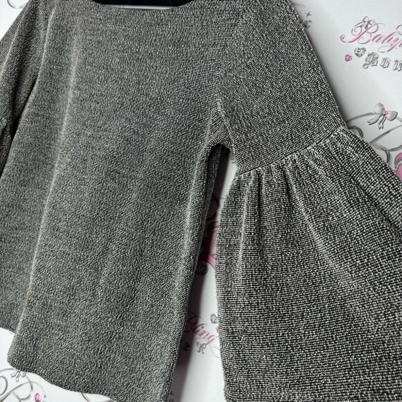 Banana republic top bell bottom hem sleeves flare cute tweed style black white - Picture 4 of 9